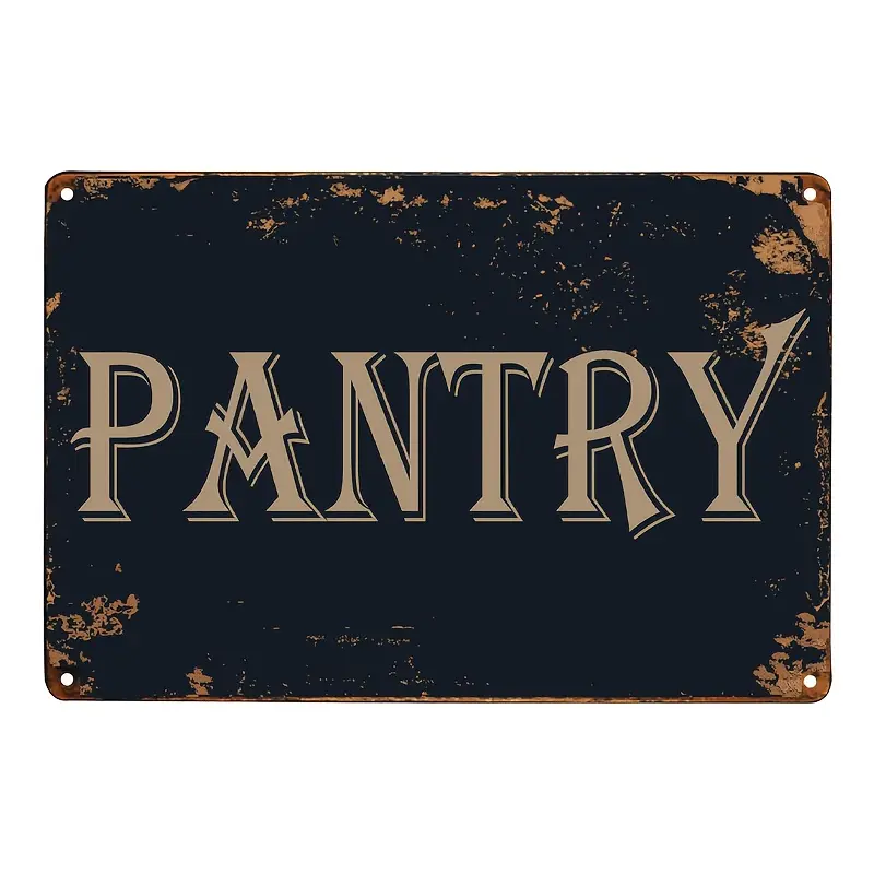 Vintage Rustic Iron Rectangular Letter Pantry Sign - 8x12 in, Yellow/Black, Farmhouse Kitchen Decoration, Wall Plaque Home Supply