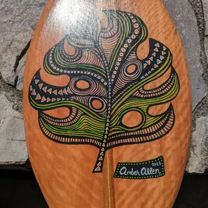 Wooden Surfboard Wall Hanging Monstera