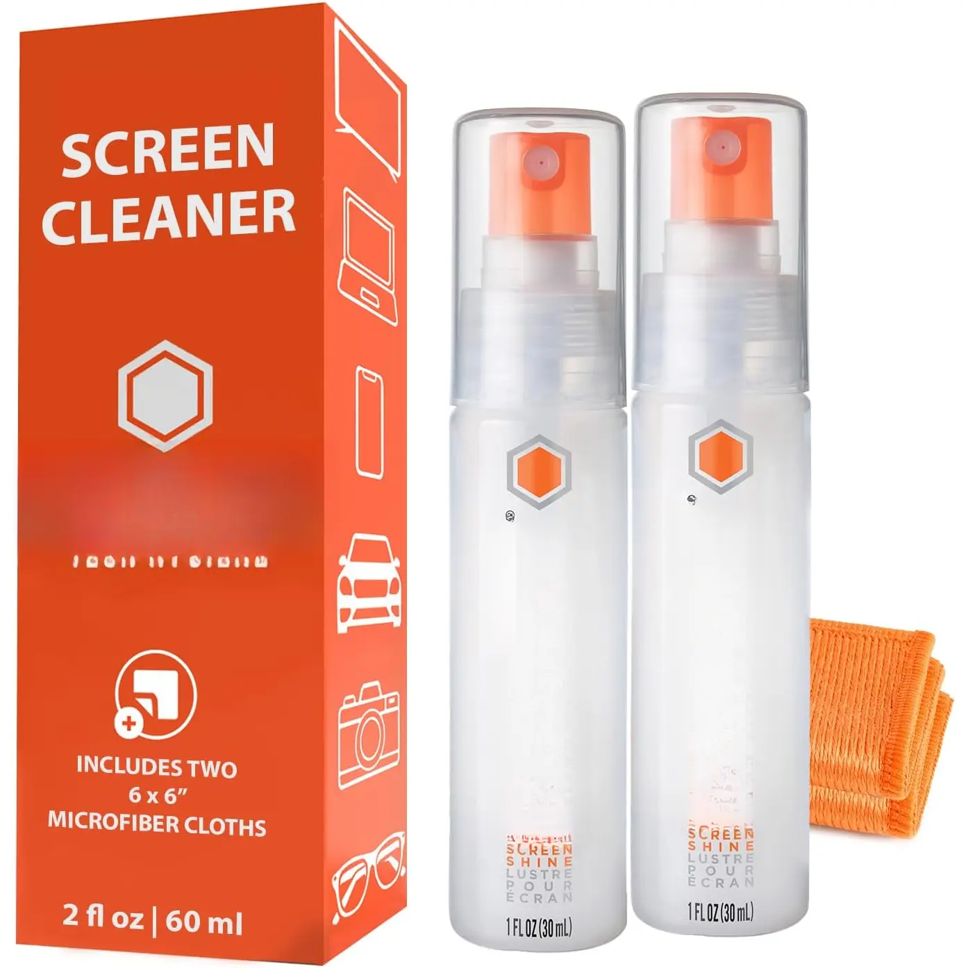 ! Screen Shine Go 2-Pack - Two 1 fl oz Refillable Touchscreen Cleaners with Microfiber Cloths for , iPad, Laptop and Eyeglasses -  Streak-Free Cleaning - Pocket-Sized, TSA-Approved
