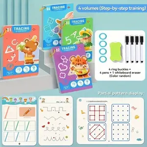 128 Pages - Pen Control Training, Magic Practice Notebook Set, Line, Number and Letter Writing Practice - Reusable Pen Control Practice Notebook