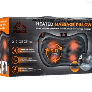RBX Heated Shiatsu Massage Pillow with 4 Kneading Nodes & Soothing Heat for Relaxation and Pain Relief