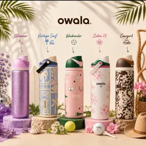 Owala Summer Collection FreeSip Stainless Steel Water Bottle with Printed Insulated Tumbler Design