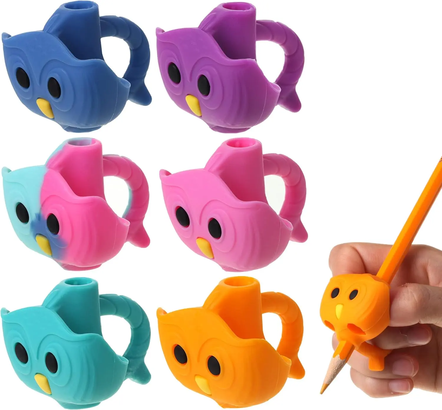 Mr. Pen Owl Pencil Grips, 6 Pcs, Silicone Gel, Cute, Fits Pencils, Pens, Crayons | Crayons, Back to School Supplies