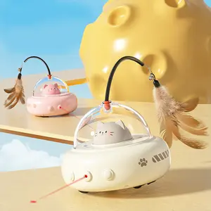 Automatic Interactive Cat Toy with Laser & Feather Smart Self Play Cat Toy for Indoor Cats Hands-Free Electric Teaser to Keep Cats Entertained Reduce Boredom & Anxiety