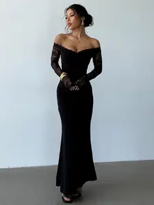 One Shoulder Lace Trim Dress, Elegant Spaghetti Strap Design, Perfect for Party, Casual & Formal Wear, Stylish Women's Clothing