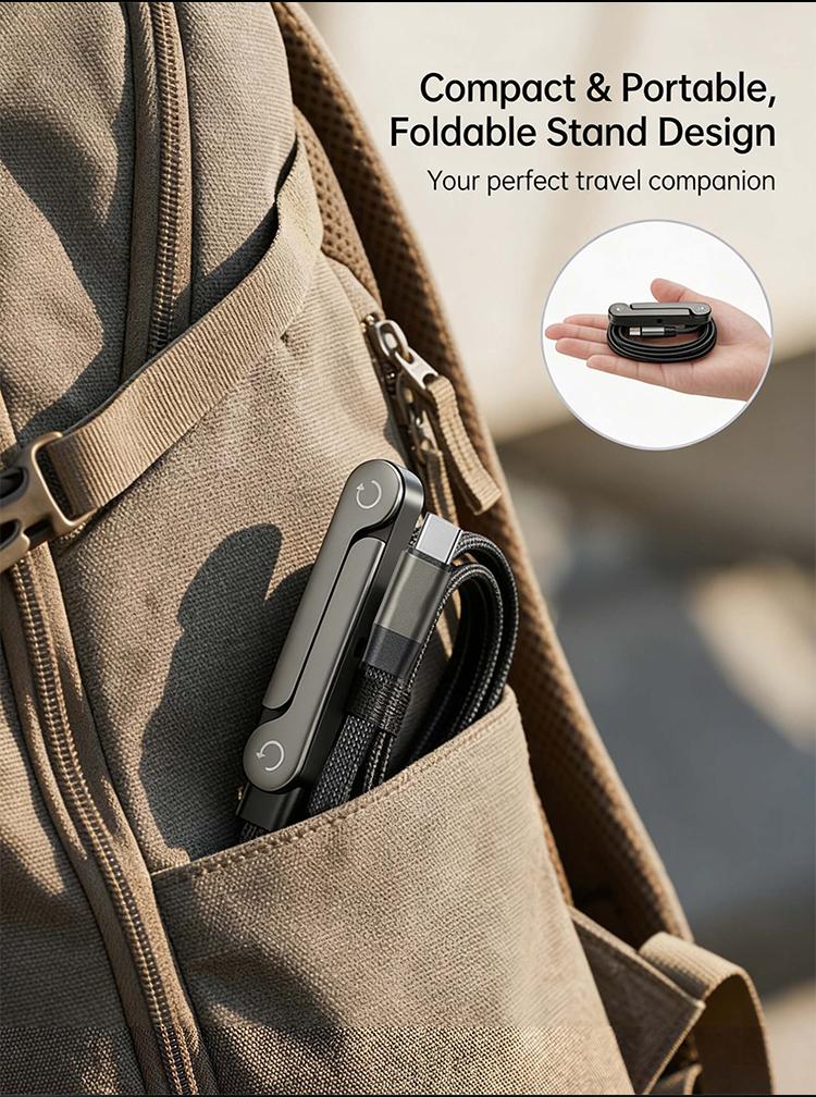 240W Invisible Stand Fast Charging Cable, 240W USB C to USB C Flat Cable 90 Degree Angled, Sideways Phone Type C Charger Cord