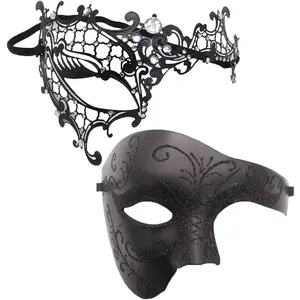 Couples masquerade mask metal roman venetian halloween mardi gras costumes party ball prom mask