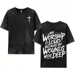 My Worship Is Loud Because My Wounds Were Deep Unisex Washed Christian Shirt, Christian Scripture T-Shirt, Vintage Retro Washed Shirt Double Sided Printed