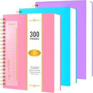 300 Pages 3 Pack B5 Spiral Journal Notebook, 100GSM Thick Paper Hardcover Notepad, 7.5 X 10.1in PVC Cover College Ruled For Women School Work Travel