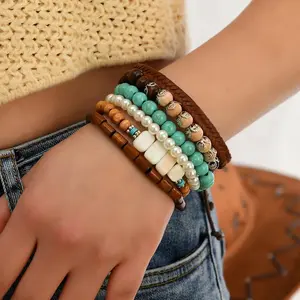 Western Country Hat Animal Head Leaf Feather Butterfly Heart Women Charm Bracelets Leather Bracelets Men Bangle Jewelry Gift