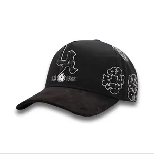 LA NUVES Black Adjustable Hat - High-Quality Baseball Cap with Unique Cloud Design