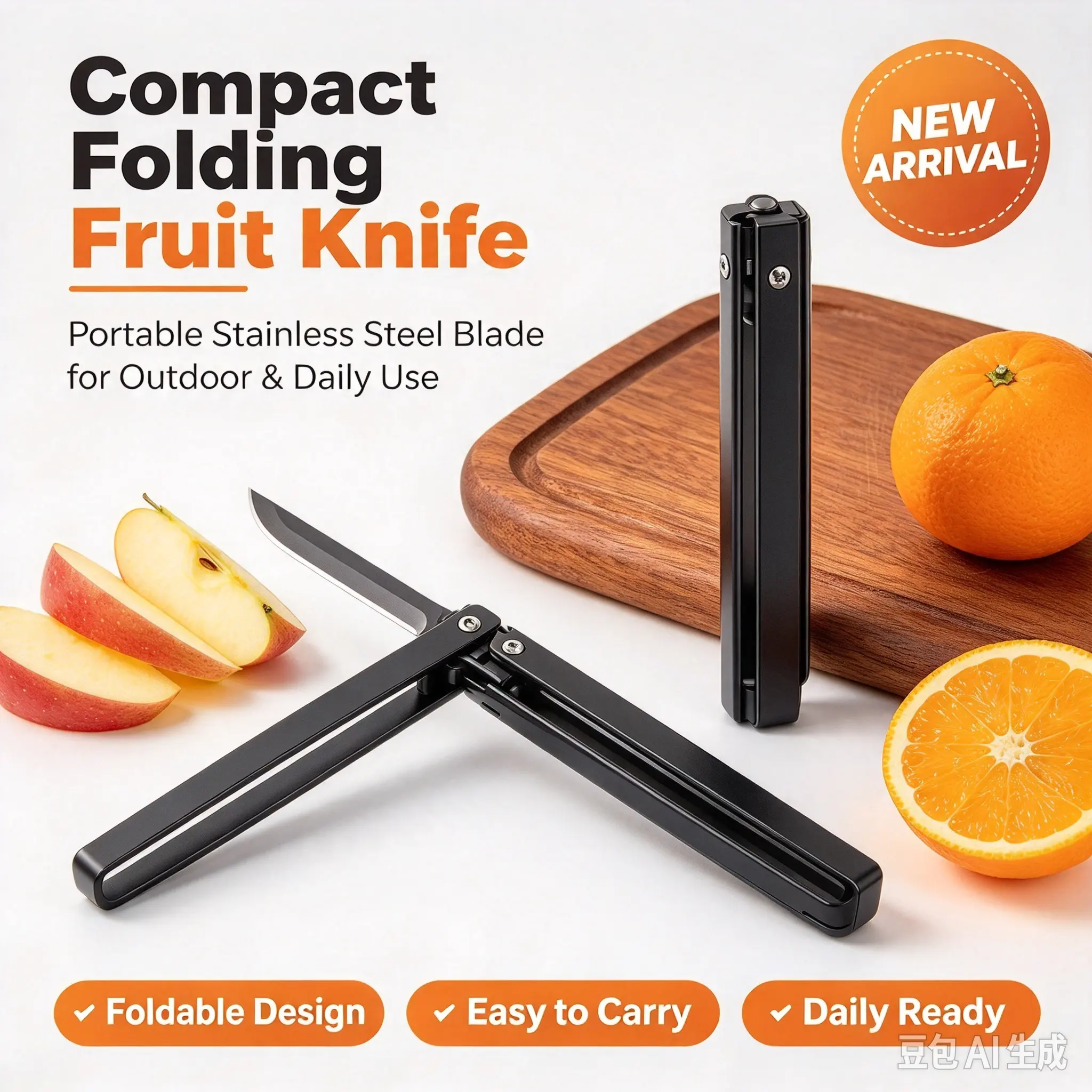 Portable Folding Fruit Knife, High Hardness Stainless Steel Pocket Utility Knife with Safe T-Fold Design, Compact Small Cutting Knife for Camping, Picnic, Hiking, Travel & Daily Fruit Prep men