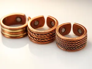 Hand Forged Copper Rings. Set of 3. for men l Made with 100% Pure Raw Untreated Copper. Tibetan Jewelry. Size 10-12