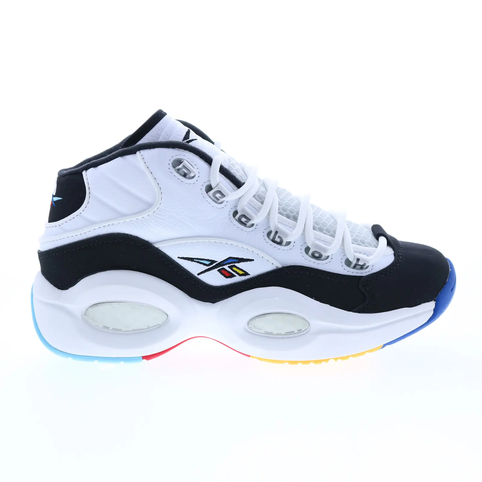 Reebok Question Mid Mens White Leather Athletic Basketball Shoes