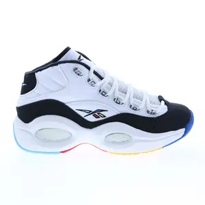 Reebok Question Mid Mens White Leather Athletic Basketball Shoes