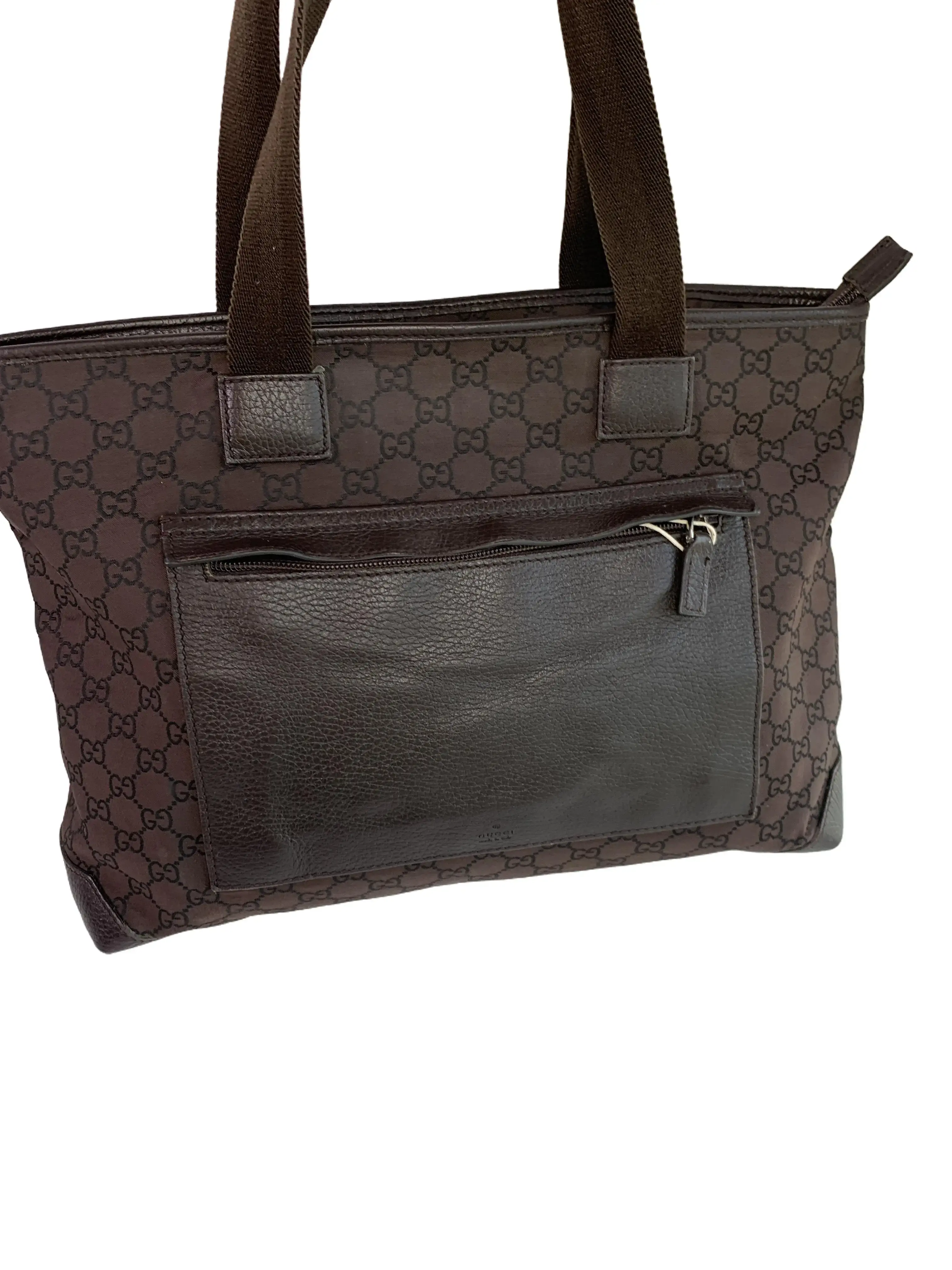 Pre-owned GUCCI GG Pattern Leather Patchwork Tote Bag/WJ07718011/8011