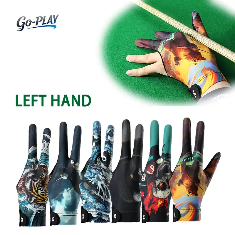 Left Handed 3 Finger Pool Gloves, Non Slip Billiard Gloves for Men Women, Stretchy Breathable Snooker Cue Gloves, Pro Gaming Accessories for Pool Table, Cycling, Golf & Outdoor Sports