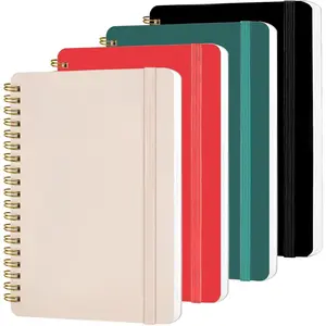 4 count 5x7 Spiral Notebook, Spiral Journal Notebook, 5x7 Notebooks for Work, Note Taking, School, Small Notebooks with Strap, Cute Notebooks for Women 50 Sheets