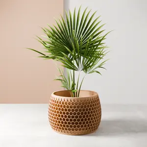 Honeycomb Planter - Eco-Friendly Modern Design with Striking Honeycomb Texture & Matching Drip Tray