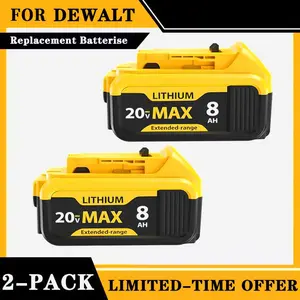 8.0Ah Lithium Replacement Battery for Dewalt 20V Max: Compatible with DCB208, DCB200, DCB206, DCB205, DCB204 Tools