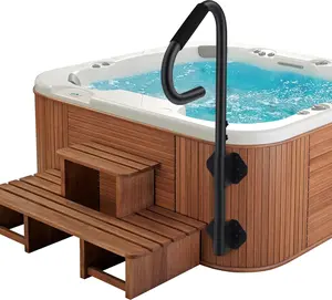 Hot Tub Handrail, 360° Rotatable Spa Side Handrail with Adjustable Height, Hot Tub Hand Rail with Slide-Under Base and Non-Slip Grip for Indoor & Outdoor, 600LBS Capacity