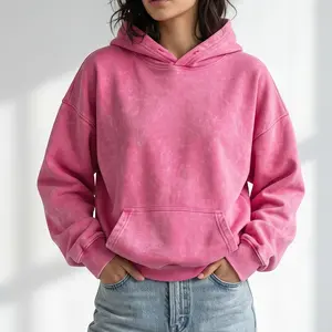Women's Mens Oversized Hoodies Pullover Women Fall Acid Wash Plain Preppy Hoodie Streetwear Vintage Hooded Sweatshirt