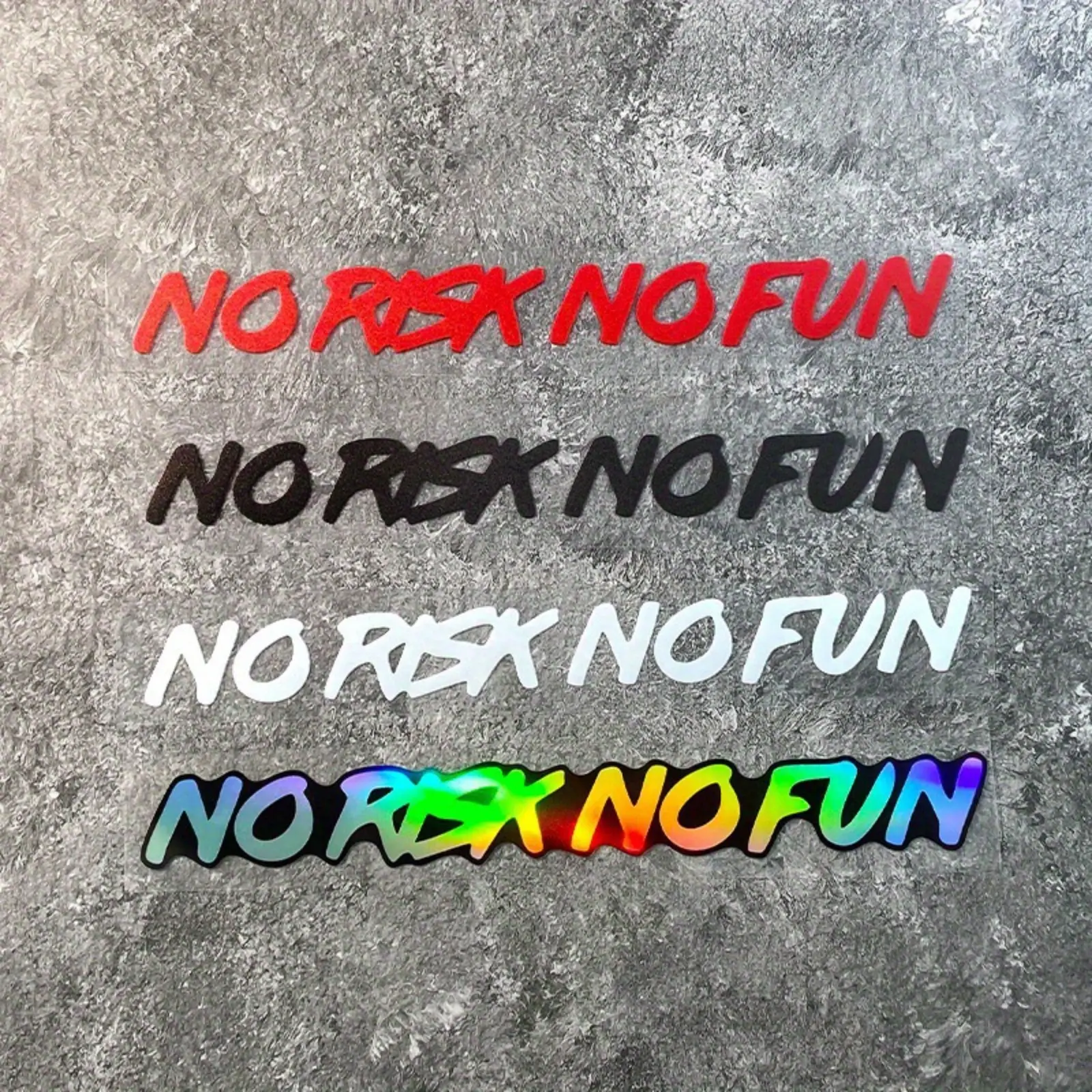 'No Risk No Fun' Car Decal - Waterproof Vinyl Slogan Sticker, Car Accessory for Vehicle Exterior Decoration on Windows & Bumpers, Multiple Colors, Sticker For Cars