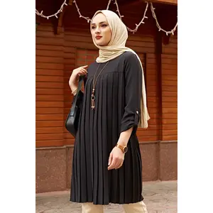 Womens Clothing Pleated Tunic Ramadan Hijab Musulman Ensembles Abayas For Summer Spring Eid Djellaba Turkey Dubai slamic