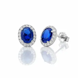 Verona Sapphire Halo Stud Earrings
