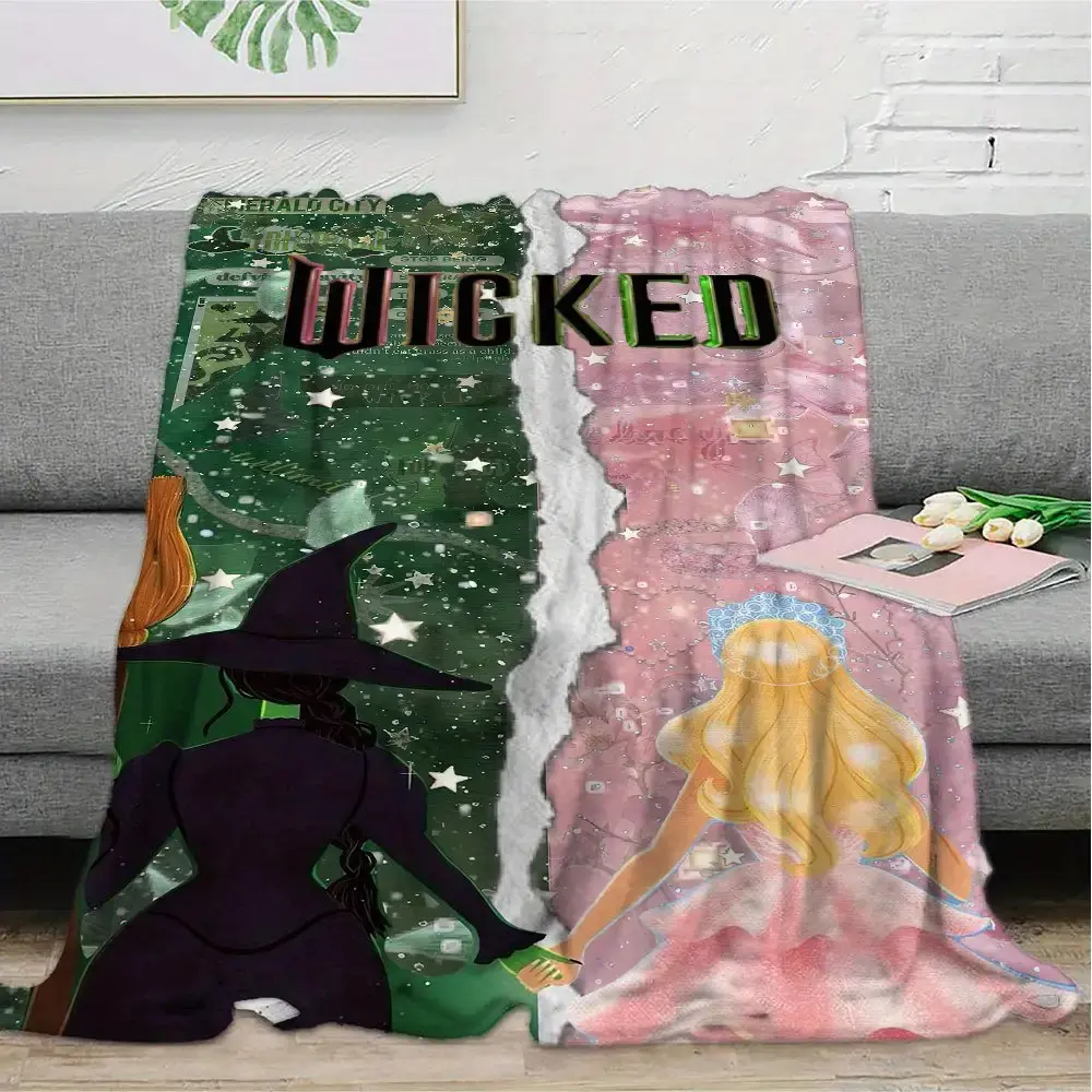 Officially Inspired Wicked the Musical Elphaba & Glinda Polyester Flannel Blanket - 280GSM Heavyweight All-Seasons Soft Throw, Non-Fading, Non-Pilling, Multiple Sizes (30x40 to 60x80 in), Whimsical Home Decor for Bed and Sofa, Perfect Gift for Fans, Heavy
