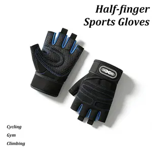 Sports Half-Finger Gloves Long Straps Shock Absorption Wear-Resistant Non-Slip Palm Protection for Fitness Cycling Rock Climbing