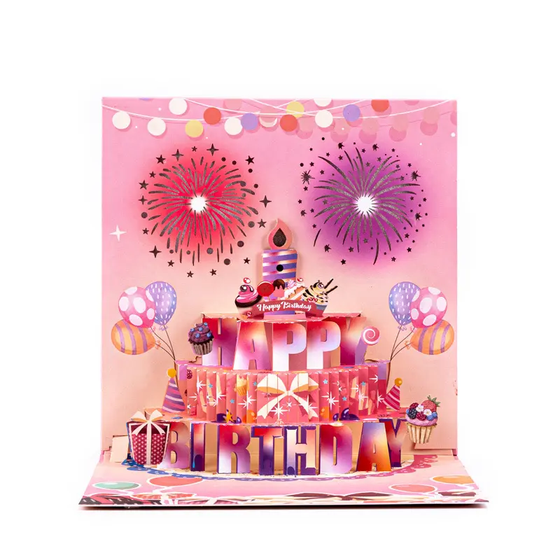 2026 bestselling digital age “Blow Up” musical cake 3D pop-up creative holiday greeting card