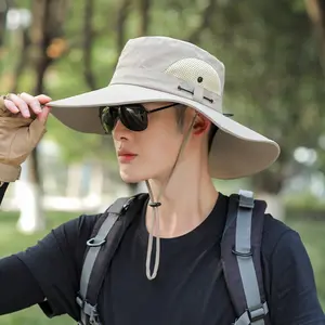 Men's summer fishing sun hat Wide-brim sunshade fisherman hat Hiking sun hat UV protection wholesale