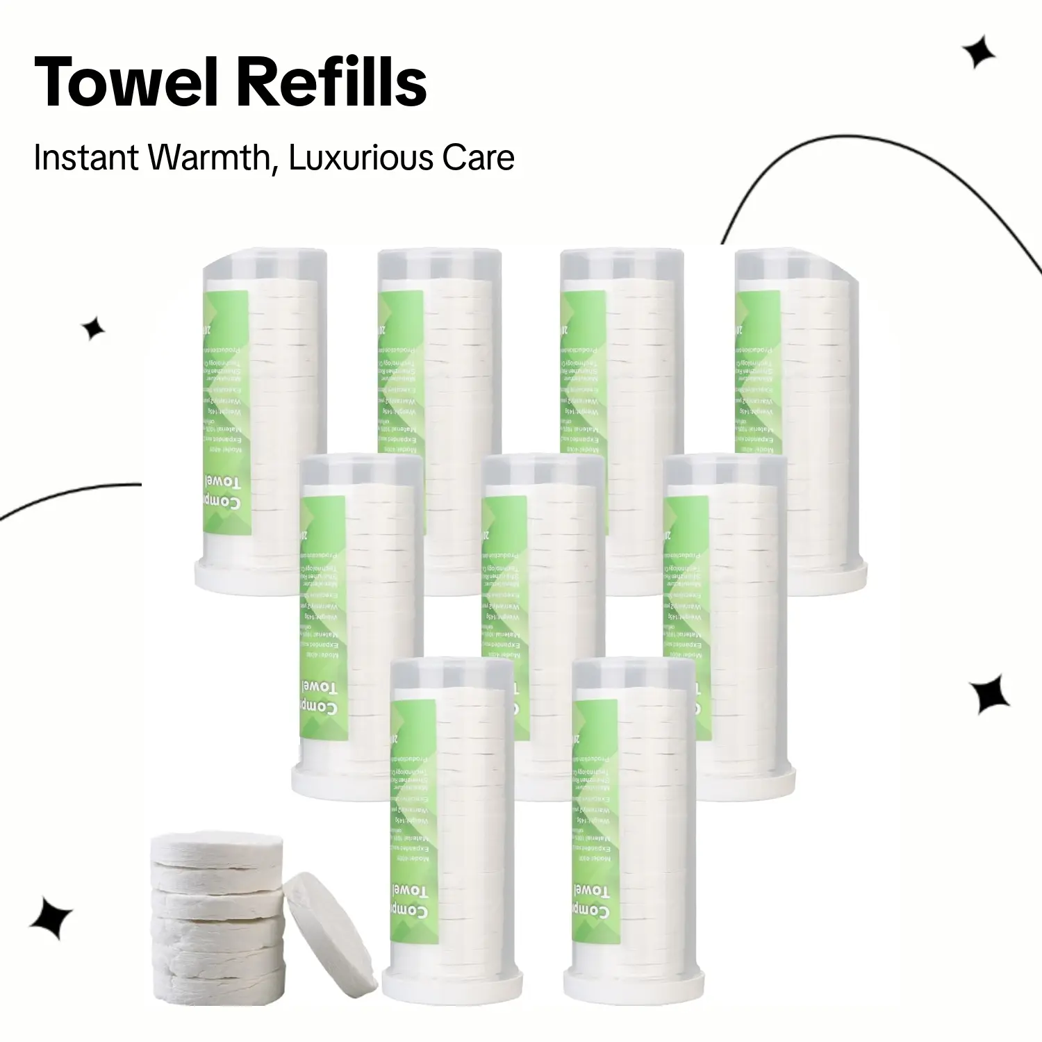 CRILEAL Towel Refills for Hot Towel Dispenser & Face Towel Warmers for Bathroom,Disposable Compressed Face Towels for Smart Hot Face Towel Heater Machine, 180 Pcs (9Tubes)