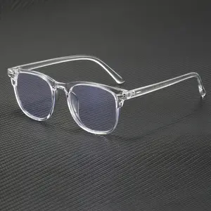 1 piece of unisex oval full-frame glasses, simple style, with transparent PC lenses and plastic hinges, suitable for use with computers/games/TVs Lightweight Eyewear