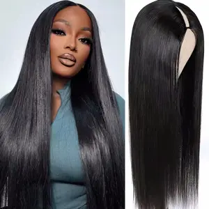 [V Part] Bling Hair  28 Inch Curly V Part Wig Human Hair No Leave Out Upgrade U Part Wigs Glueless Straight Body Wave Human Hair Wigs For Women