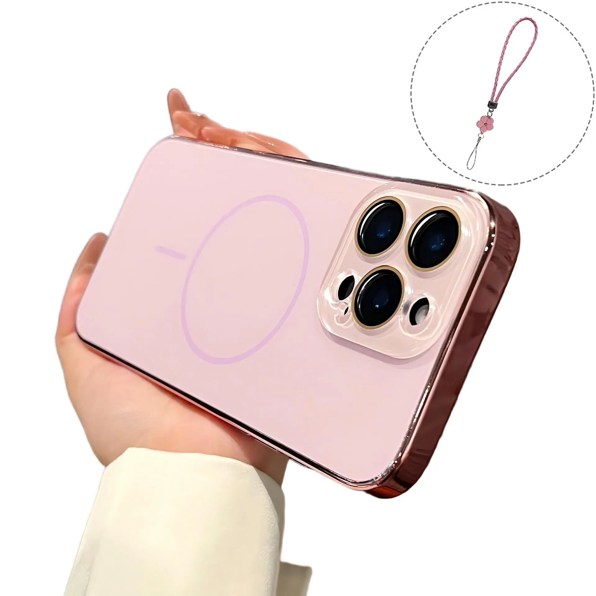Luxurious Magnetic Electroplated Smartphone Case - Handheld Cellphone Cover with Lanyard, Camera Lens Protector, Wireless-Compatible for iPhone 17 Pro Max,17,16 Plus,15,14,13,12,11 - Ideal Holiday Gift for Women, Iphone 15