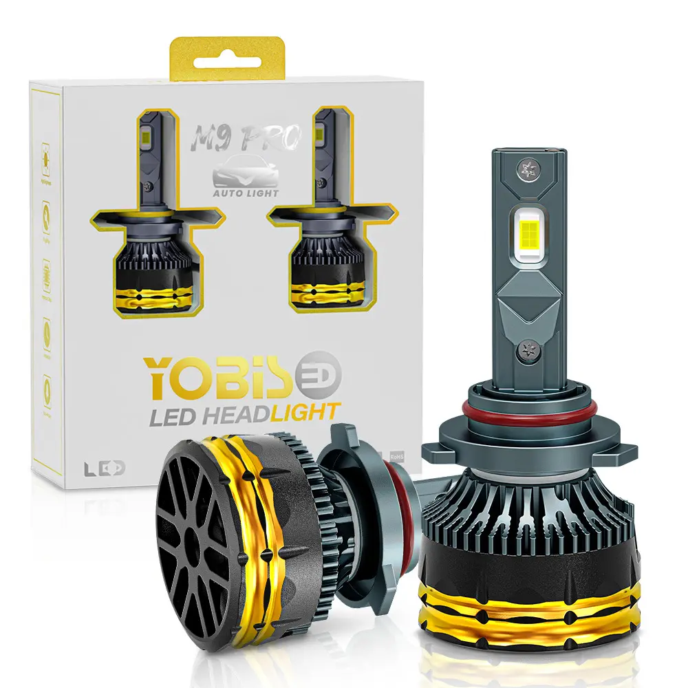 Yobis M9 140W Car LED High Low Beam Headlight, H1//H3/H4/H7/H11/9005/9006 White LED Headlight Kit, 6000K Super Bright Bulb, Car Accessories Set, Motorcycle Light, H11 Led Headlights, Cars Accessories, Truck Accessories, Car Essentials, Auto Accessories