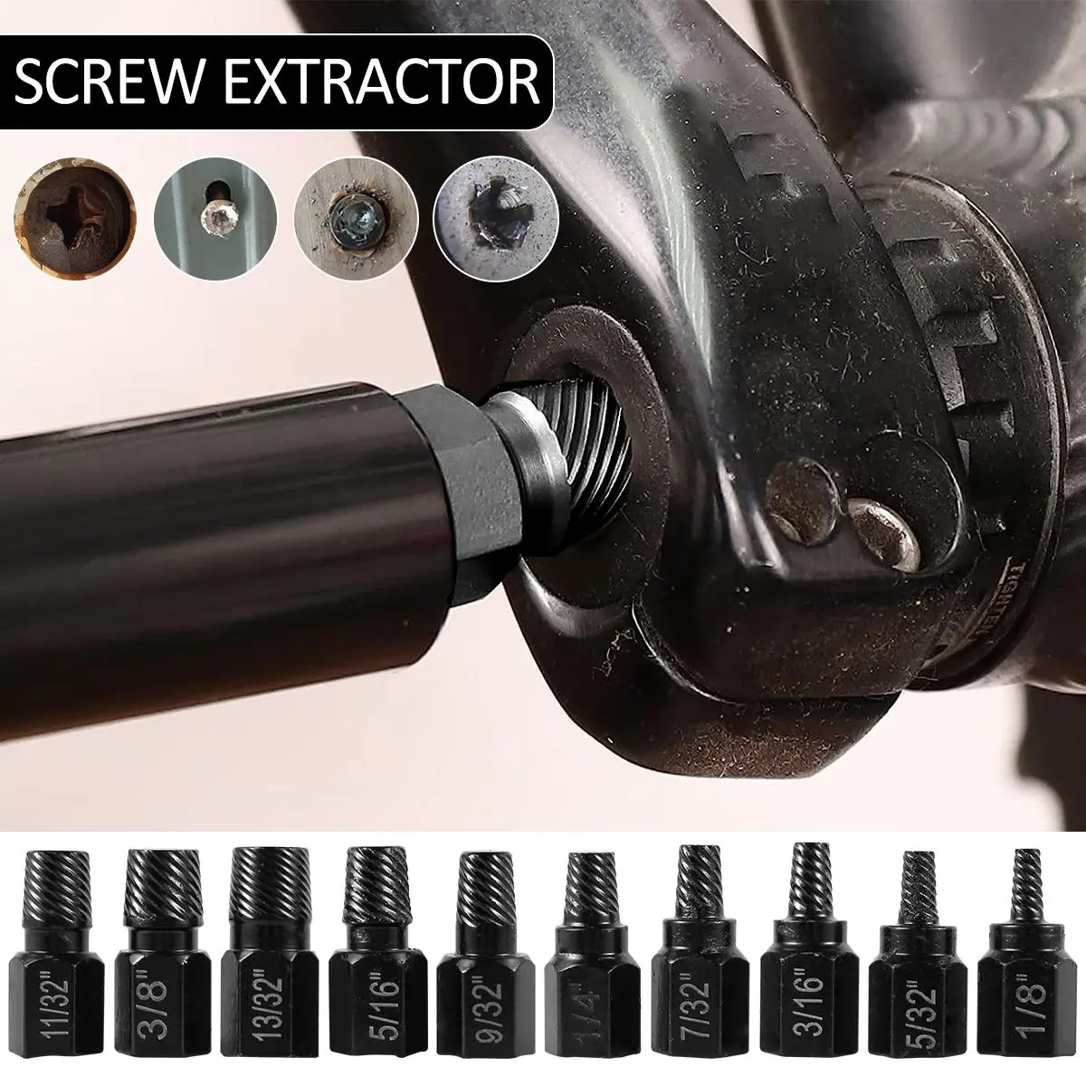 GORWARE 10Pcs Screw Extractor Set Tool Accessories - Alloy Steel 10-Size Multi-Spline Easy Out Drill Bits (1/8-13/32 in) for Damaged Bolts, Broken Stud & Pipe Removal