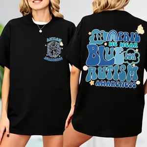 In April We Wear Blue For Autism Awareness T-shirt, Autism Mom Tee Autism Month T-shirt, Sped teacher Crewneck, Neurodiversity T-shirt,