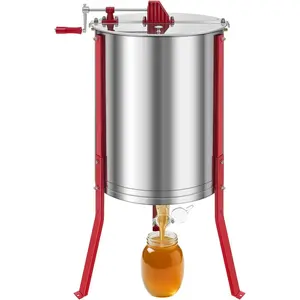 VEVOR 3 Frame Honey Extractor, Stainless Steel Manual Beekeeping Extraction, Honeycomb Drum Spinner with Transparent Lid, Apiary Centrifuge Equipment with Height Adjustable StandVEVOR Super Brand Day