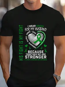 100% Cotton I Wear Green For My Husband Kidney Disease Awareness Month T-Shirt Women's Men's Graphic Tee Crew Neck summer vacation Tops