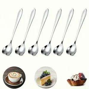 6pc Heart-Shaped Coffee Spoon Set, Creative Design Stainless Steel Spoons, Perfect Gift for Valentines & Holidays, Essential Kitchen Tools