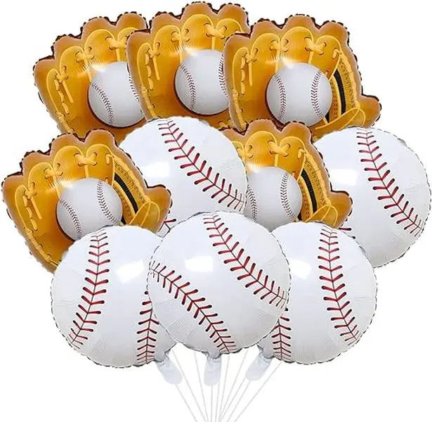 Baseball Balloons Set,8Pcs Basketball Foil Balloons for Baseball Party Supplies, Baseball Sports Balloons for Themed Party, Sports Birthday Party, 18 Inch