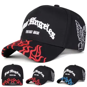 Unisex Letter Flame Embroidered Baseball Cap Outdoor Adjustable Sunscreen Leisure Hat Spring Autumn Travel Tourism Beach Vacation
