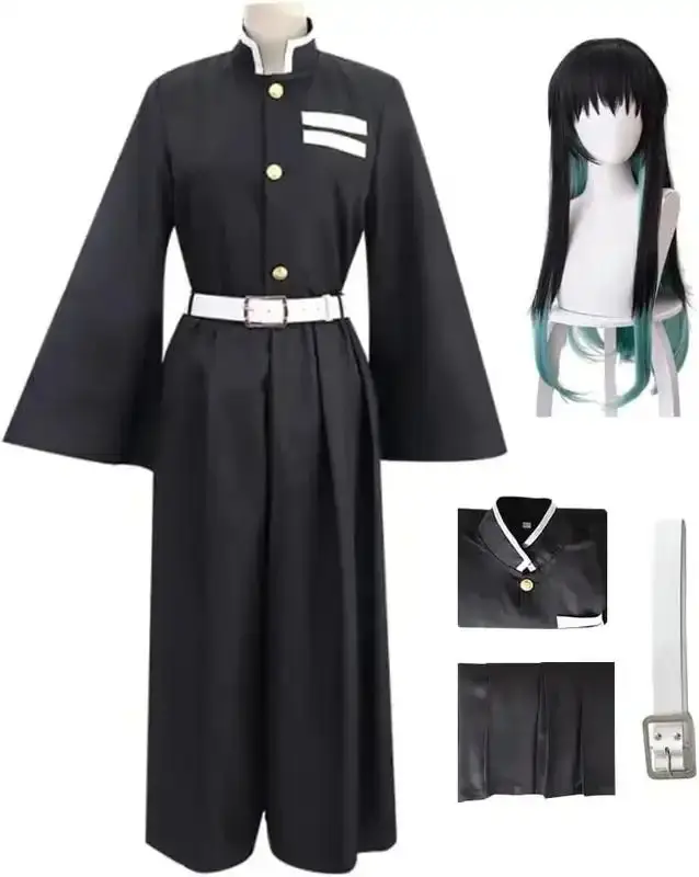New Anime Demon Slayers Kimetsu No Yaiba Tokitou Muichirou Cosplay Costumes set Kisatsutai Uniform Wig Halloween Party Costume