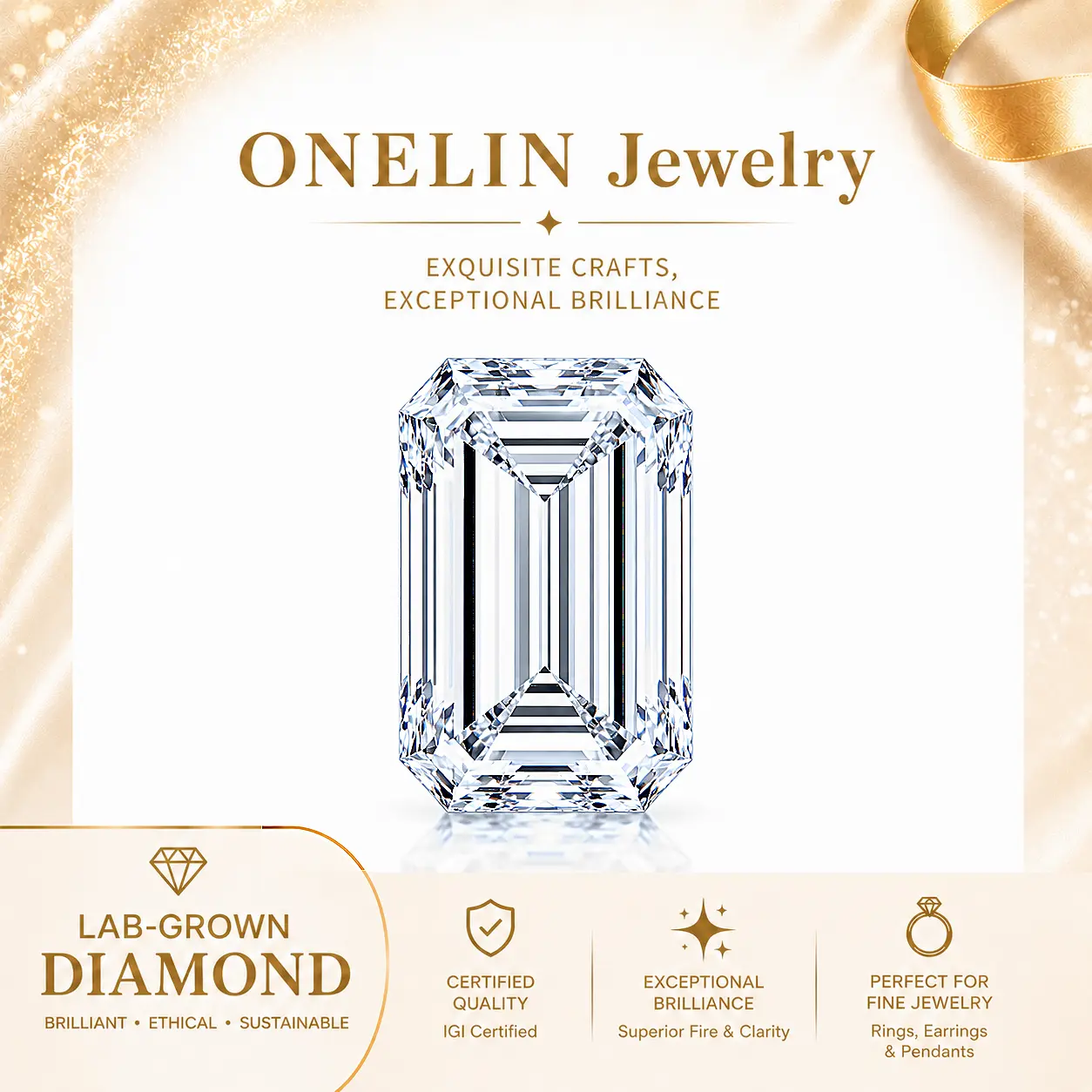 IGI Certified Emerald Cut Lab-Grown Diamond - 10.06 Carat - F Color - VS 1 - LG768658630