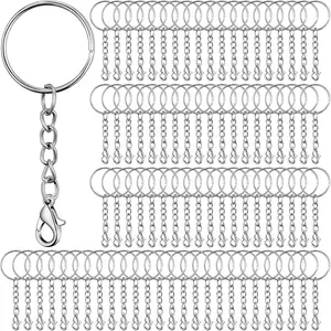 100 count  Rings with Chain Key Chain Making Kit Include Split Keyring Open Jump Rings Lobster Clasp for Crafts  Making Supplies