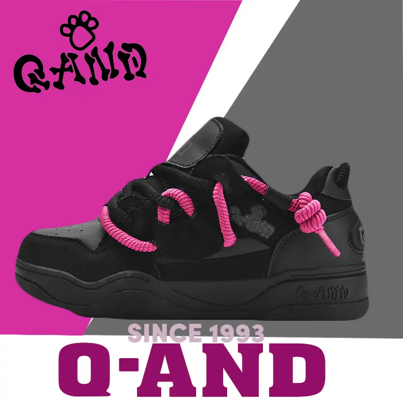 Q-AND Women's Casual Sports Shoes, Shadow Red Women's Skateboarding Shoes, Thick Shoelaces, Anti Slip And Shock-absorbing, Versatile, Trendy, Neutral Casual Shoes, All Season Universal, Urban Fashion, Outdoor Casual Shoes Cool Pink Sneakers Trendy Walking