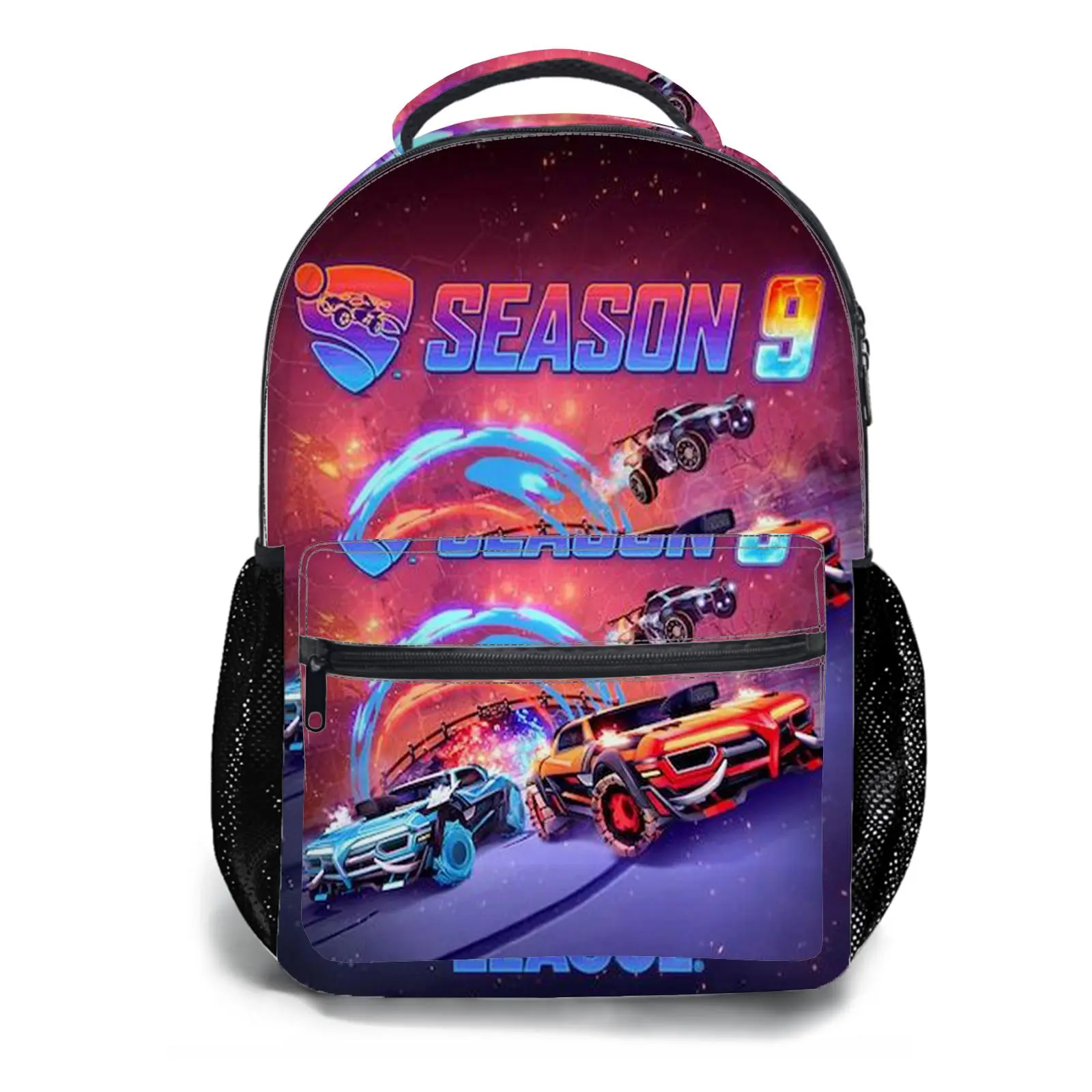 Rocket League Y2K Aesthetic School Backpack for Girls, Cute Cartoon Girl Printed Student Bookbag with Mesh Side Pockets, Large Capacity Casual Daypack and Travel Bag for Kids a-56